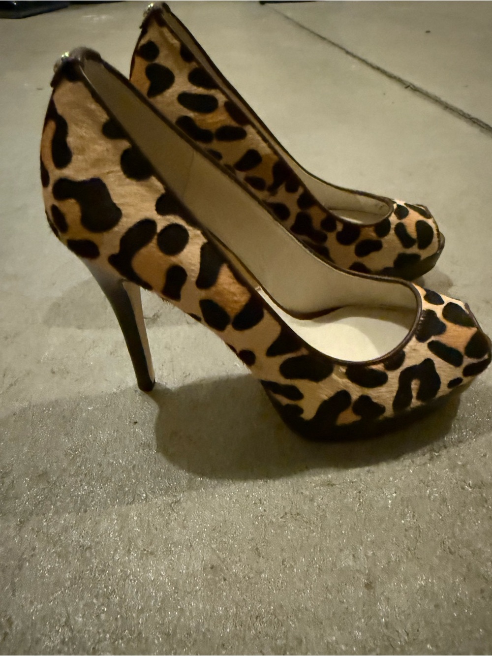Michael Kors Leopard Print Platform Stiletto Pumps - Tan & Black